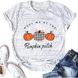 Women The Pumpkin Patch T Shirts Plaid‎ Pumpkins Shirt Cute Graphic Print